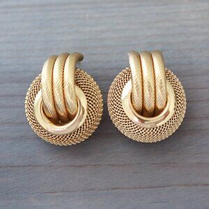 Chunky Mesh Style Stud Earrings 18k Gold Plated Stainless Steel